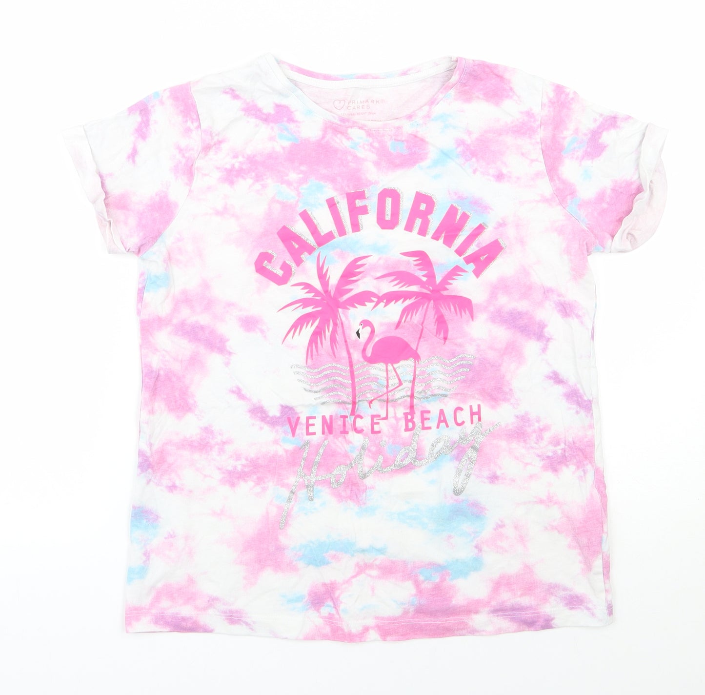 Primark Girls Multicoloured  100% Cotton Basic T-Shirt Size 12-13 Years Round Neck Pullover