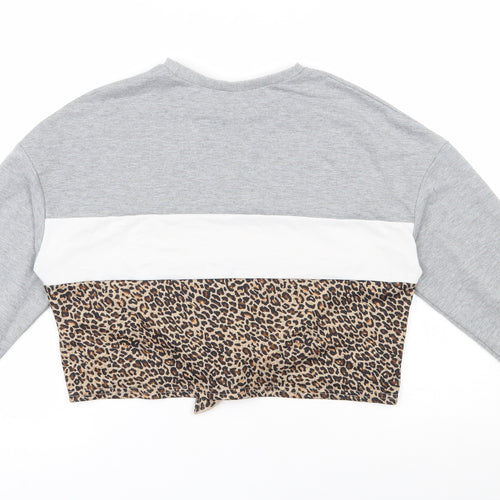 SheIn Girls Grey Animal Print Polyester Pullover Sweatshirt Size 11-12 Years  Pullover