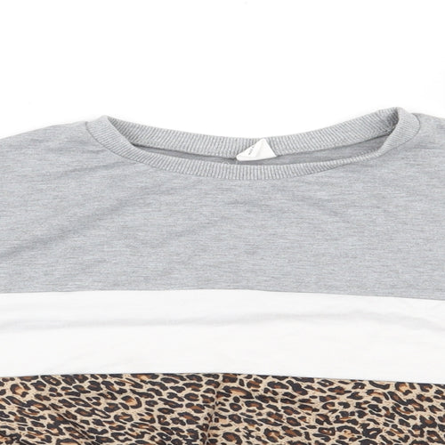 SheIn Girls Grey Animal Print Polyester Pullover Sweatshirt Size 11-12 Years  Pullover