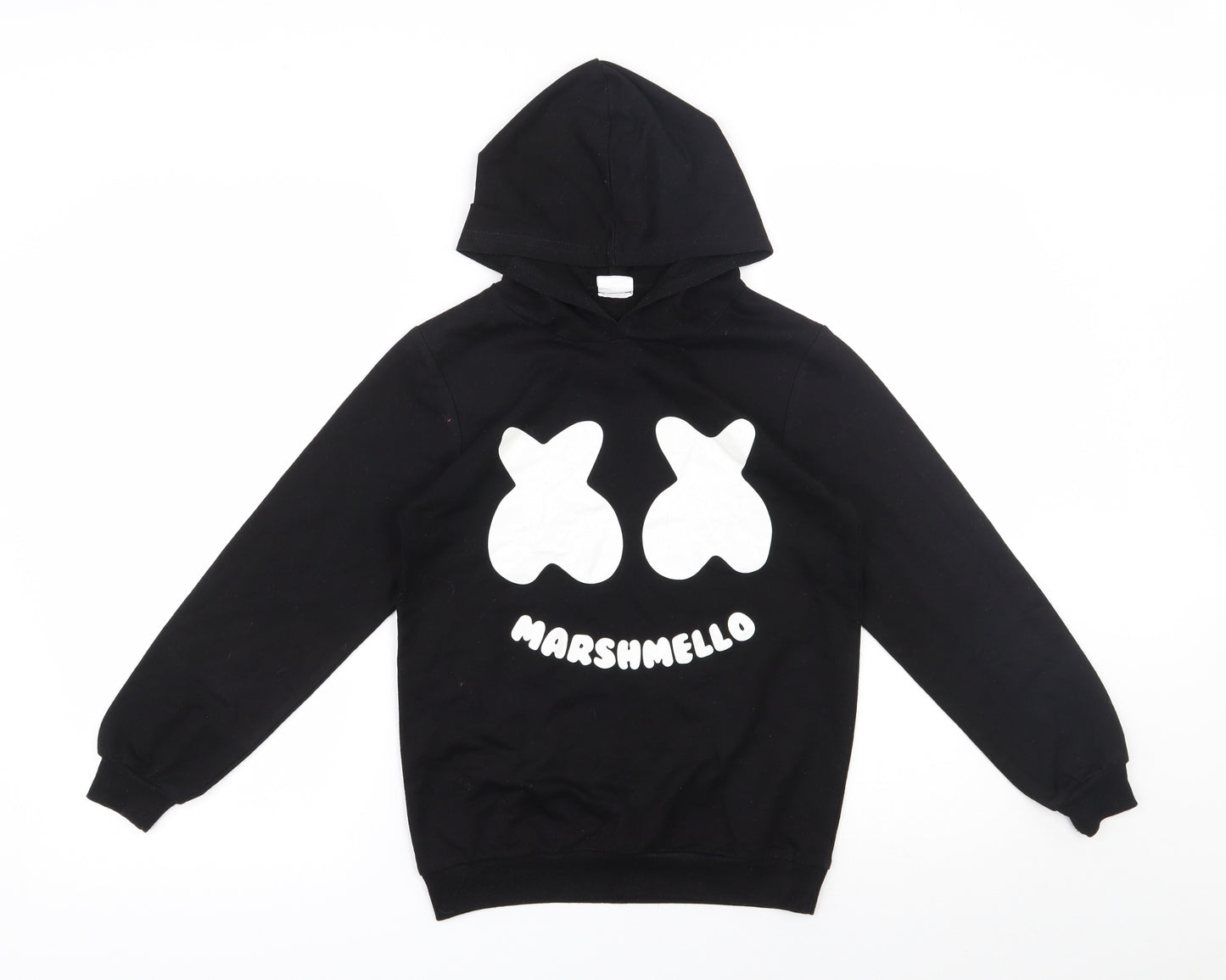 Preworn Boys Black  Cotton Pullover Hoodie Size 12 Years  Pullover