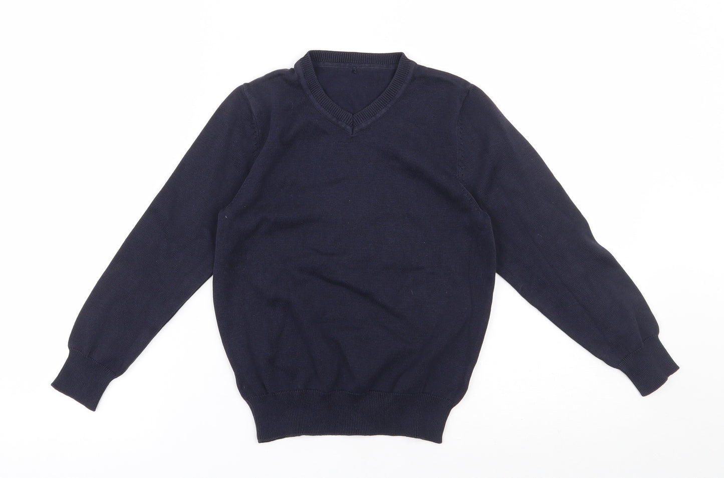 George Boys Blue V-Neck  Cotton Pullover Jumper Size 6-7 Years  Pullover