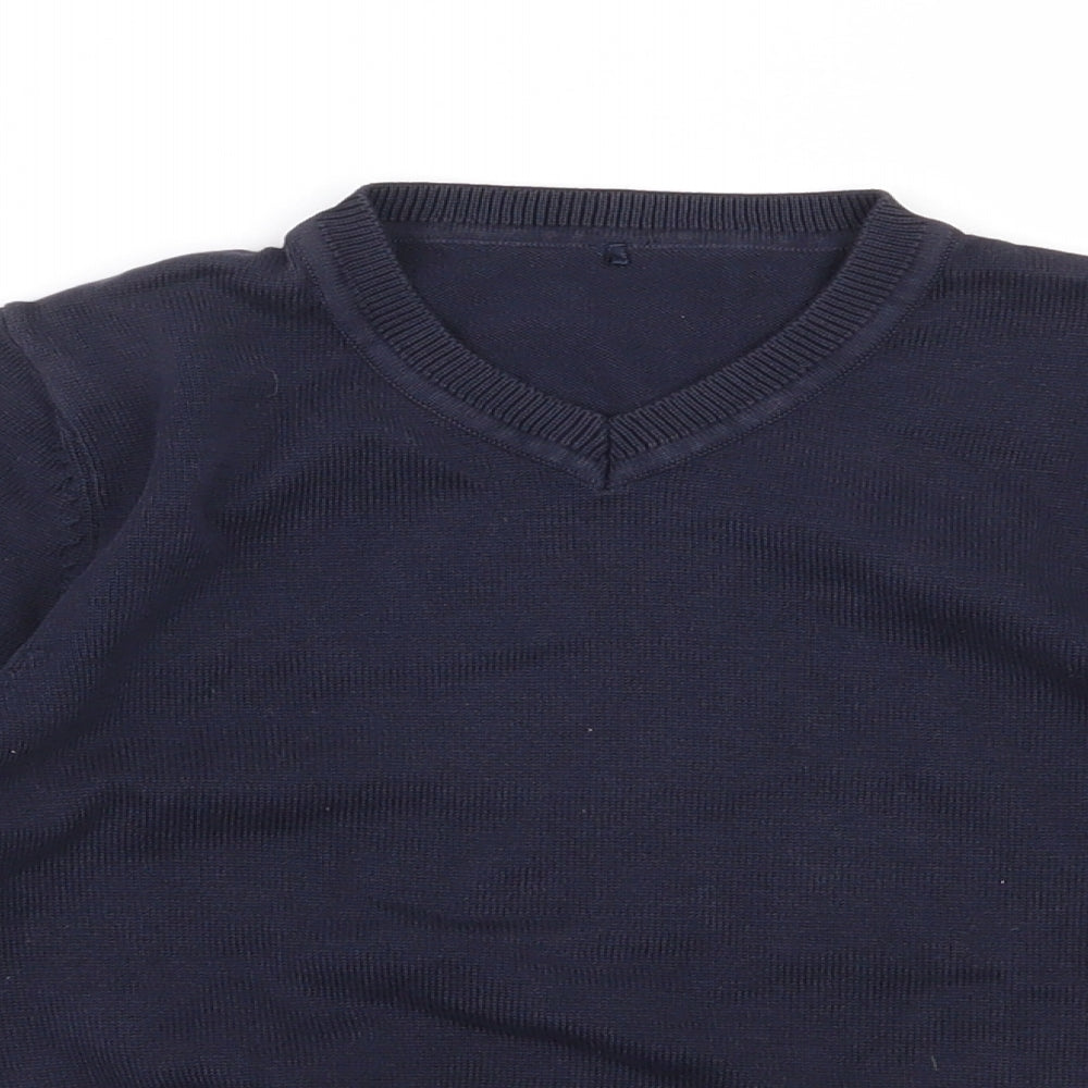 George Boys Blue V-Neck  Cotton Pullover Jumper Size 6-7 Years  Pullover