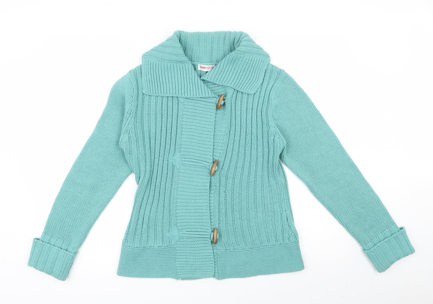 Bonmarché Womens Green Collared  Acrylic Cardigan Jumper Size S