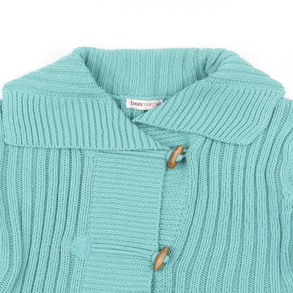 Bonmarché Womens Green Collared  Acrylic Cardigan Jumper Size S