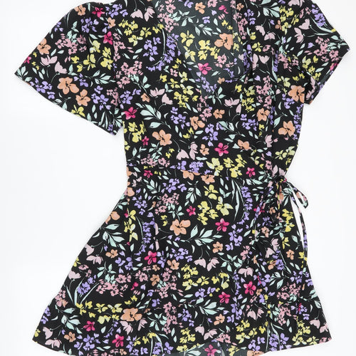 George Womens Multicoloured Floral Polyester Wrap Dress  Size 22  V-Neck Tie