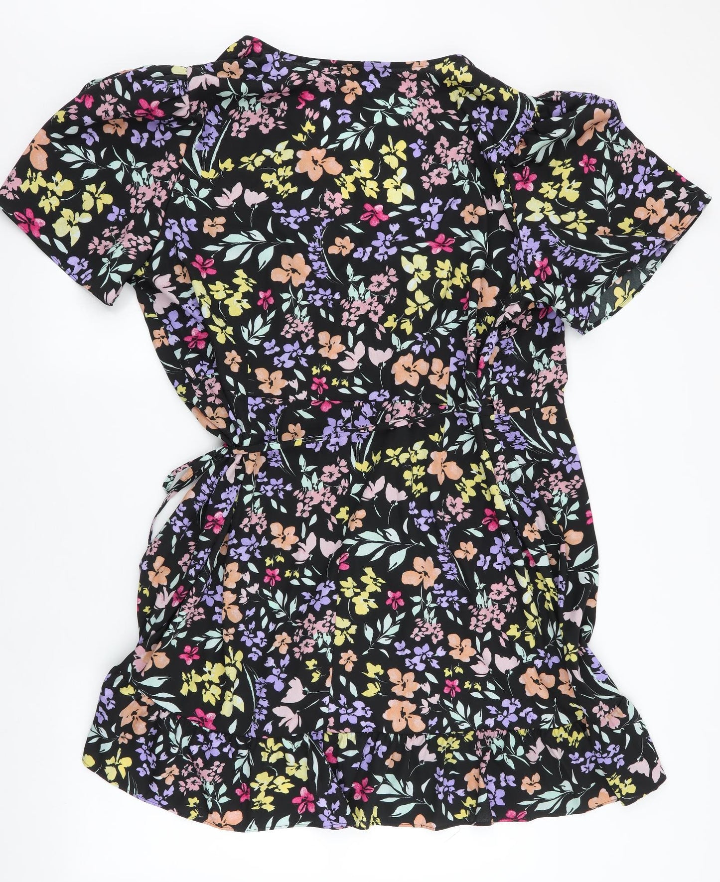 George Womens Multicoloured Floral Polyester Wrap Dress  Size 22  V-Neck Tie
