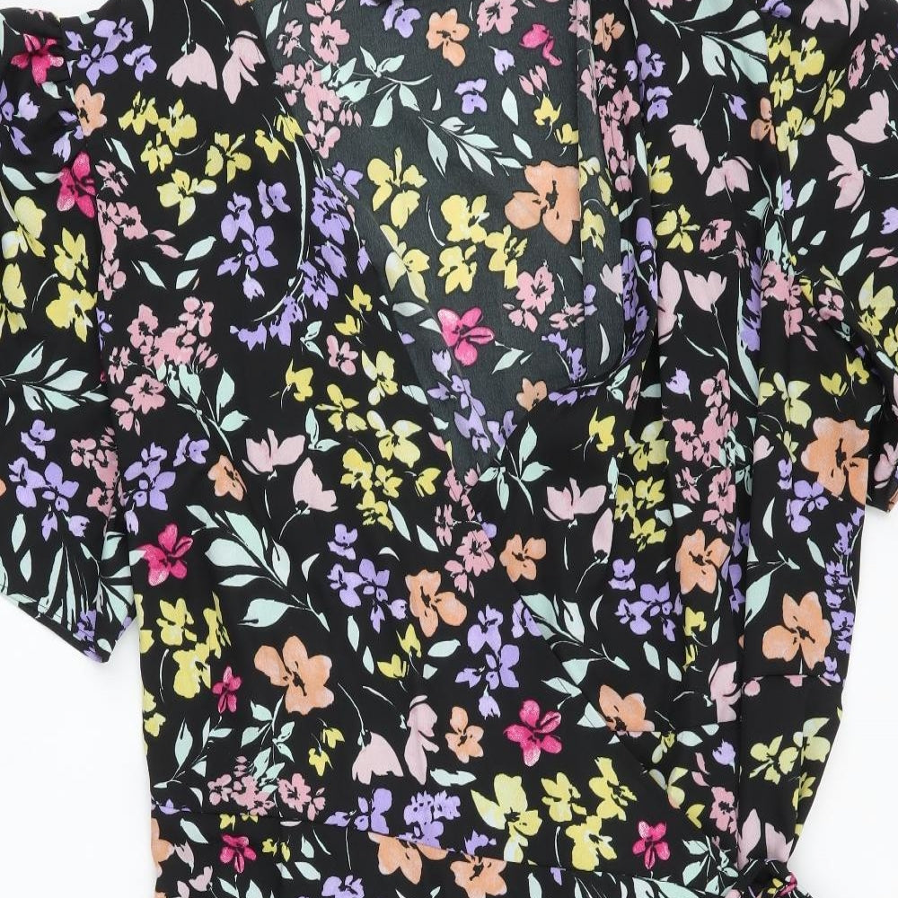 George Womens Multicoloured Floral Polyester Wrap Dress  Size 22  V-Neck Tie