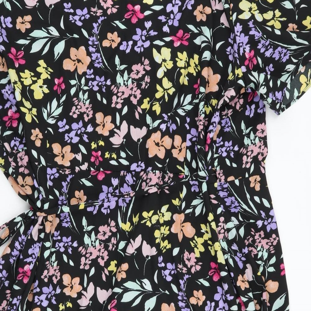 George Womens Multicoloured Floral Polyester Wrap Dress  Size 22  V-Neck Tie