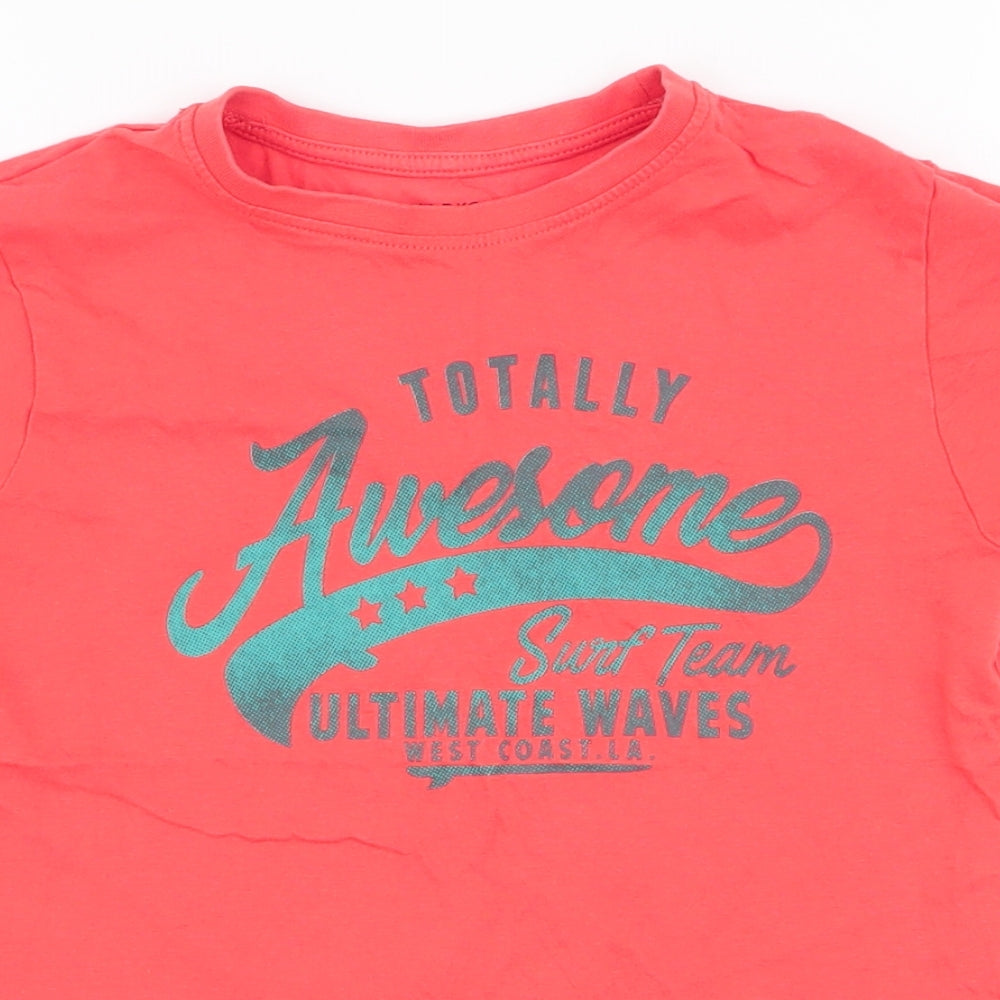 Primark Boys Orange  100% Cotton Jersey T-Shirt Size 7-8 Years Round Neck Pullover - Totally awesome