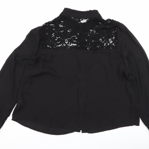 Fashion Union Womens Black Floral Polyester Basic Blouse Size 20 High Neck