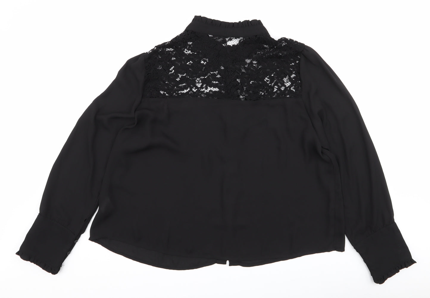 Fashion Union Womens Black Floral Polyester Basic Blouse Size 20 High Neck