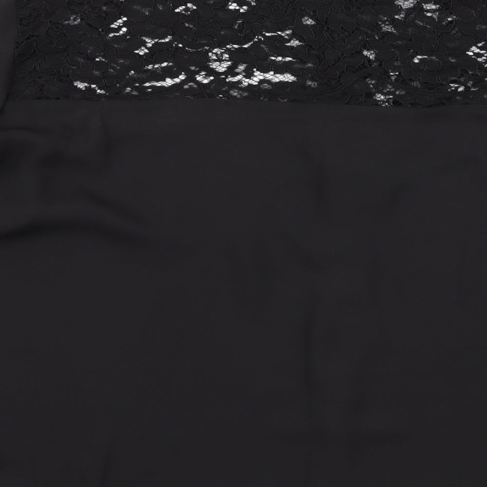 Fashion Union Womens Black Floral Polyester Basic Blouse Size 20 High Neck