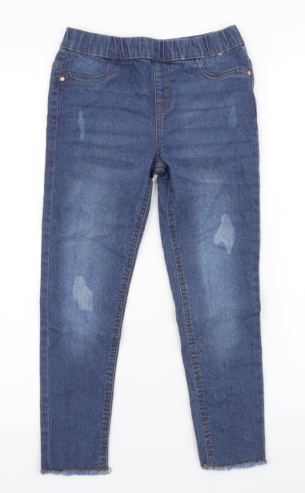 Denim & Co. Girls Blue  Cotton Jegging Jeans Size 7-8 Years  Regular Pullover