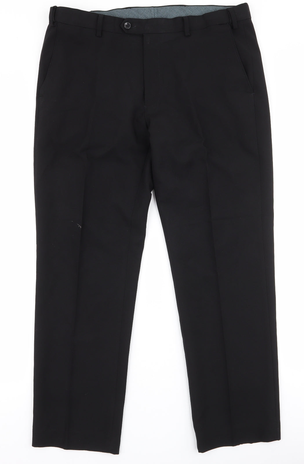 Marks and Spencer Mens Black  Polyester Trousers  Size 36 L29 in Regular Zip