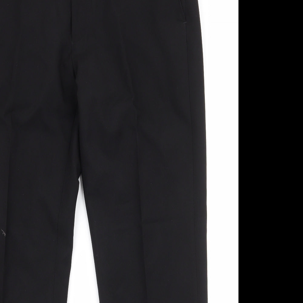 Marks and Spencer Mens Black  Polyester Trousers  Size 36 L29 in Regular Zip
