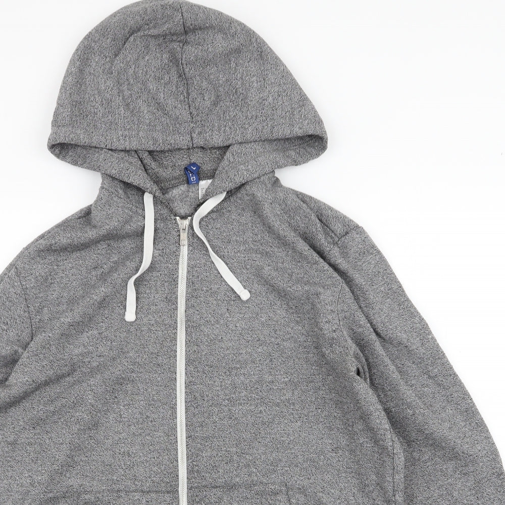 Divided by H&M Mens Grey  Polyester Full Zip Hoodie Size L