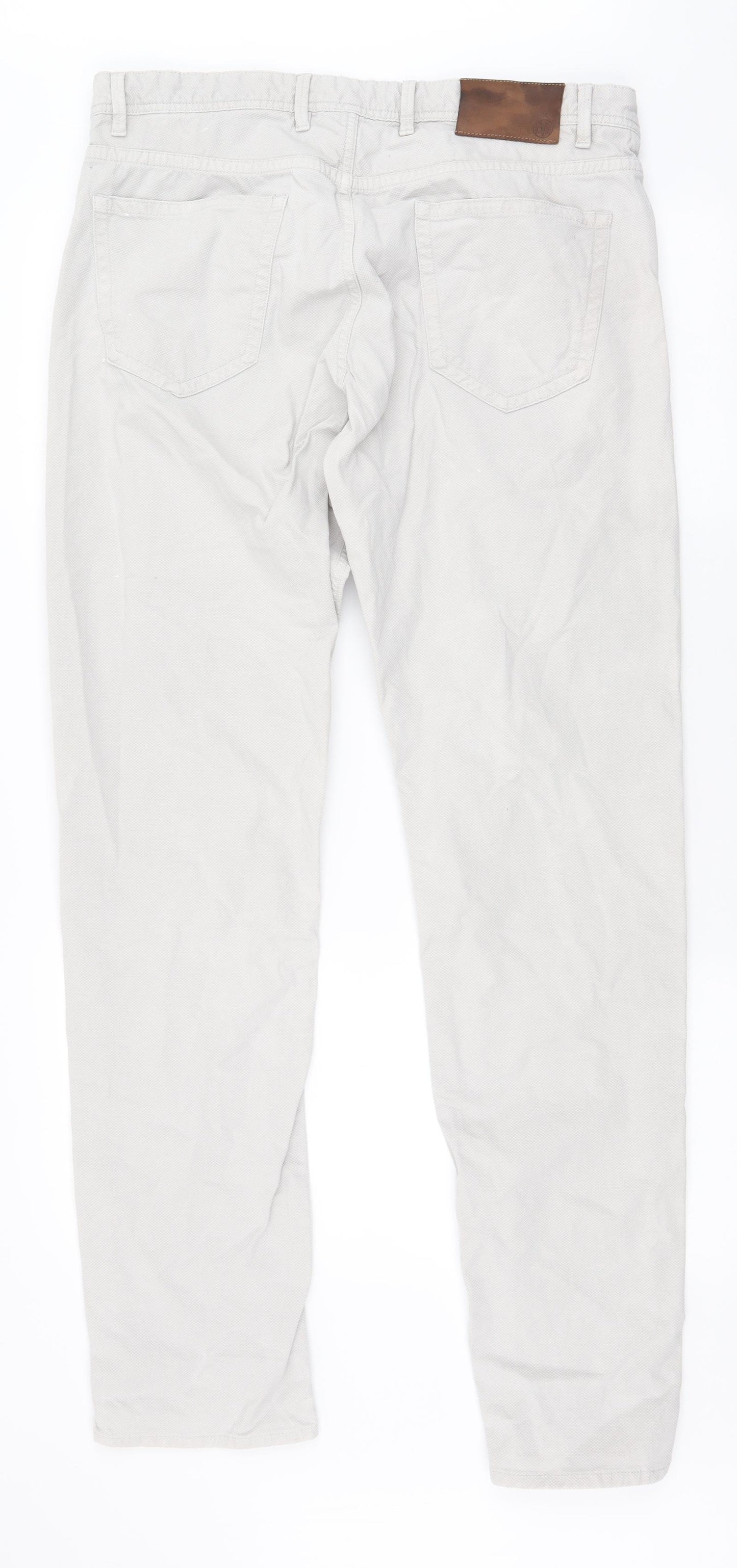 Massimo Dutti Mens Beige  Cotton Trousers  Size 34 L33 in Slim Zip