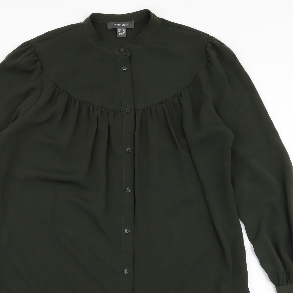 Primark Womens Green  Polyester Shirt Dress  Size 14  Collared Button