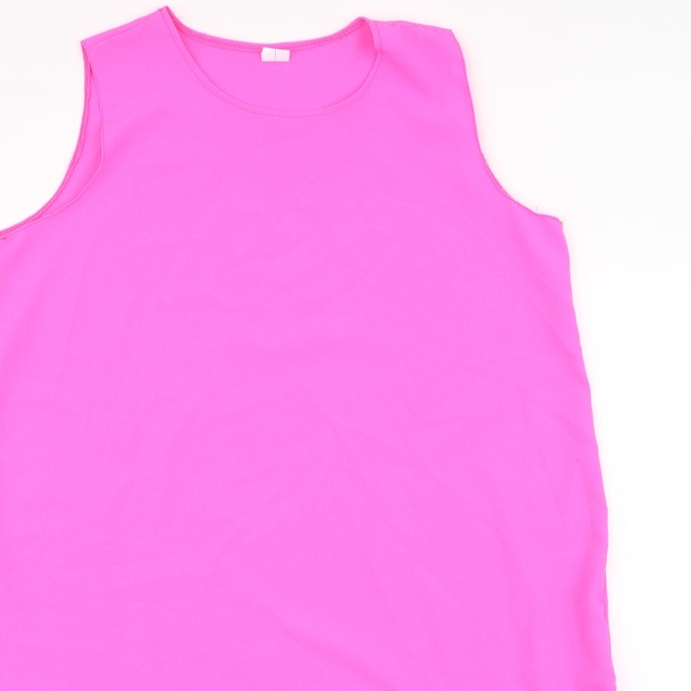 Preworn Womens Pink  Polyester Trapeze & Swing  Size 14  Round Neck Pullover