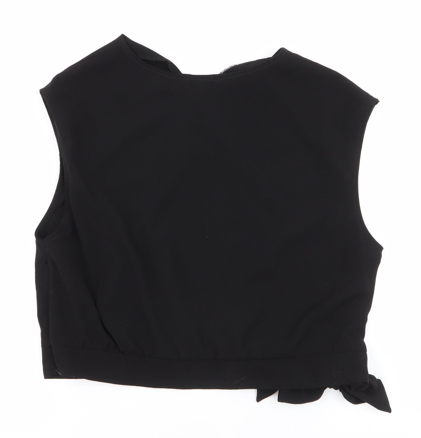 New Look Womens Black  Polyester Cropped Blouse Size 16 V-Neck