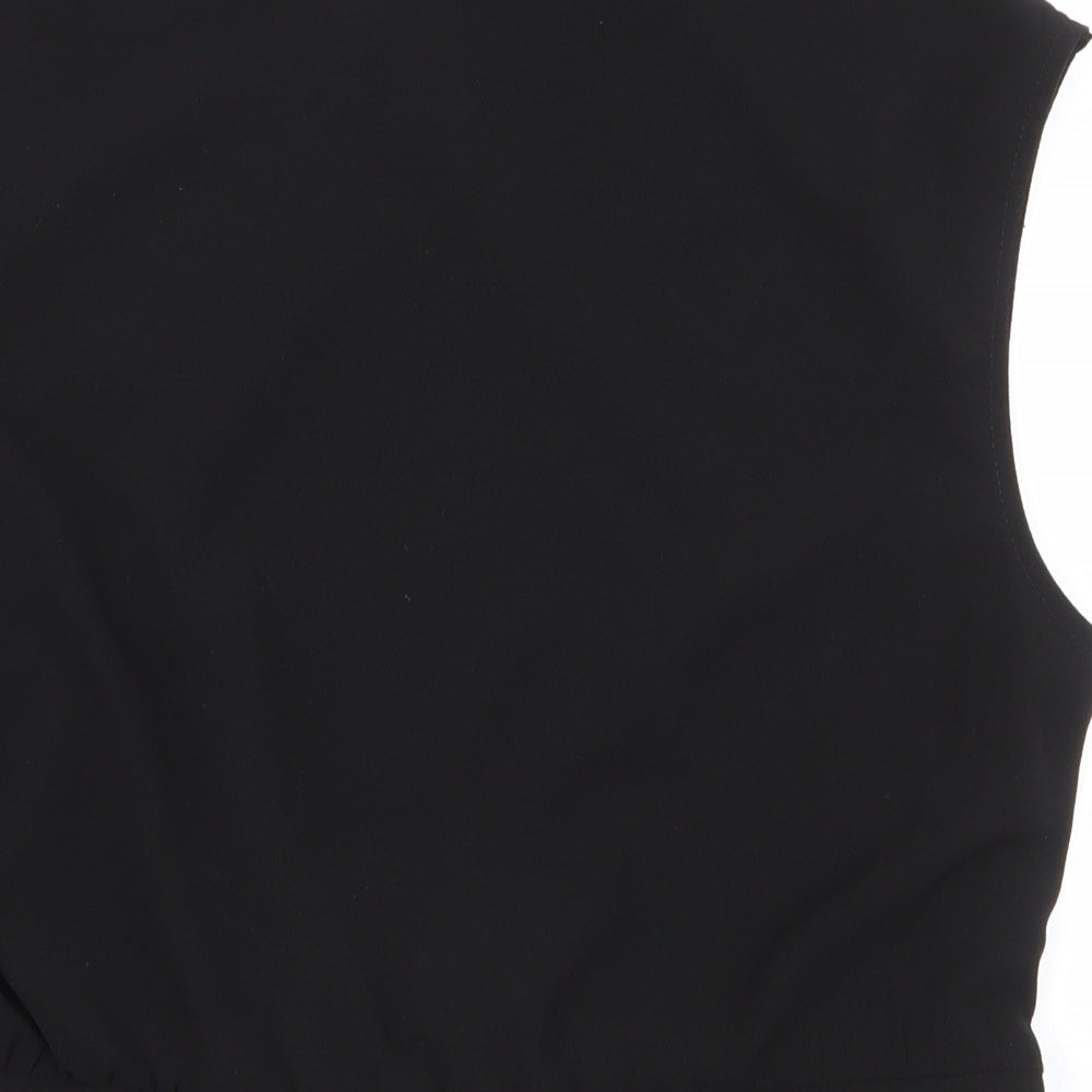 New Look Womens Black  Polyester Cropped Blouse Size 16 V-Neck