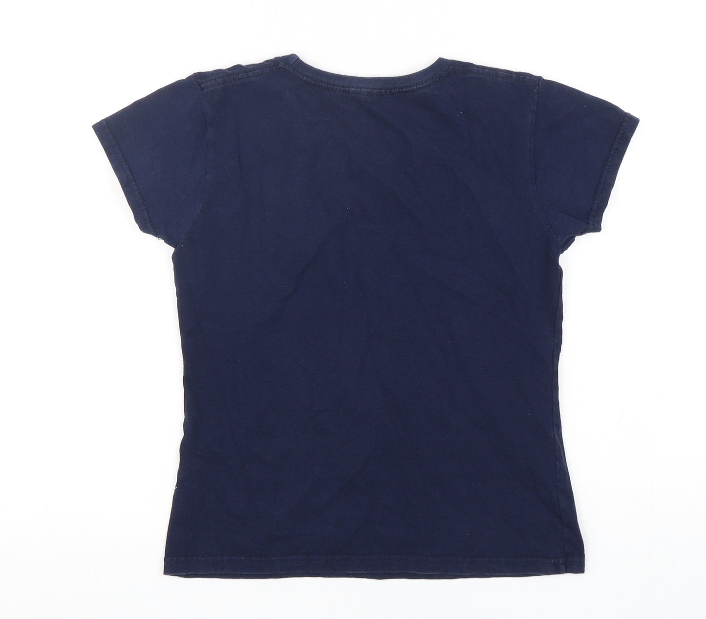 George Girls Blue  Cotton Basic T-Shirt Size 9-10 Years Round Neck Pullover