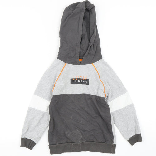 Studio Boys Grey Colourblock Cotton Pullover Hoodie Size 5-6 Years  Pullover