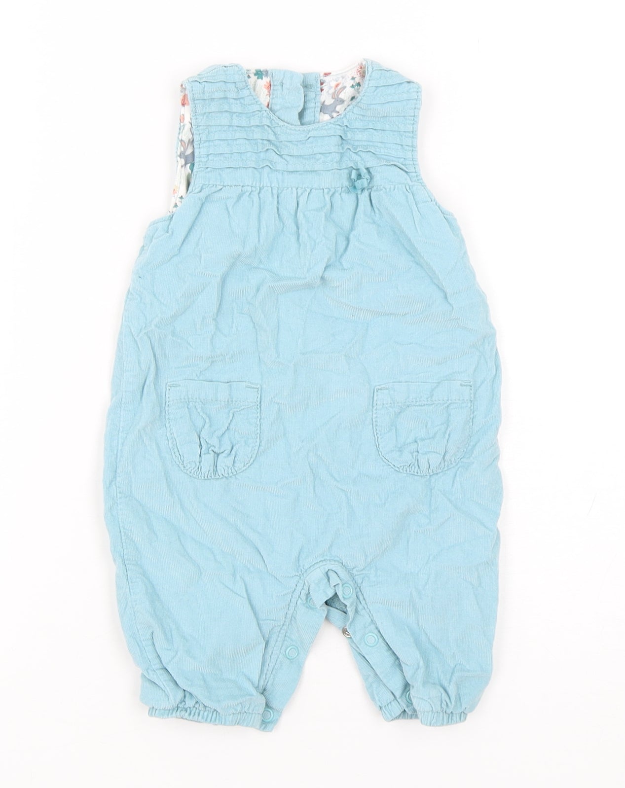 Marks and Spencer Girls Green  Cotton Dungaree One-Piece Size 0-3 Months  Snap