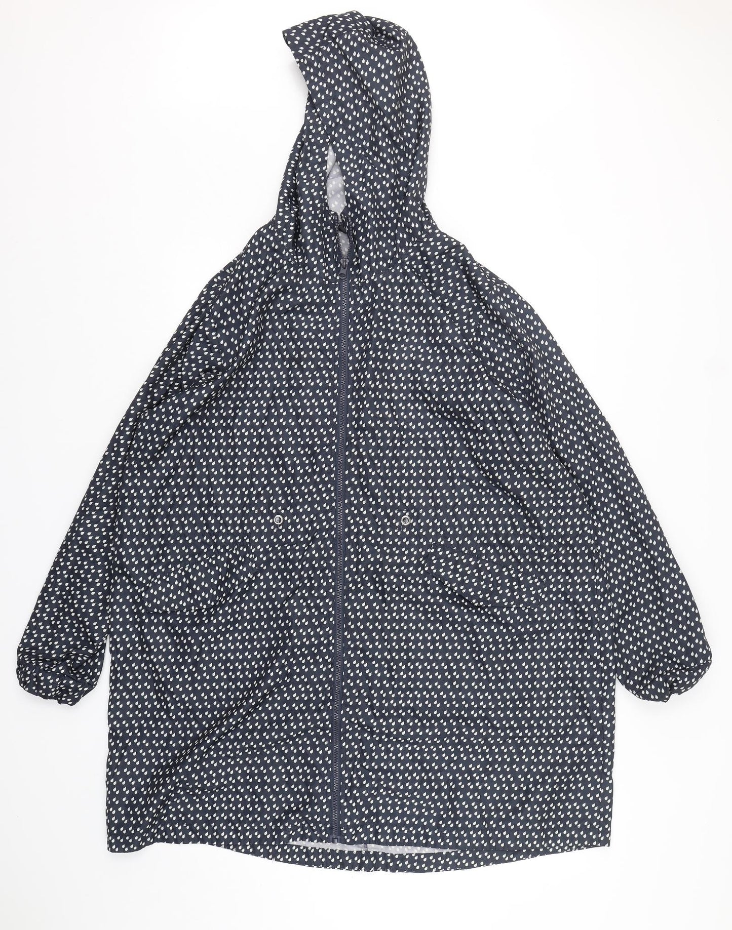 Dunnes Stores Womens Blue Polka Dot  Windbreaker Coat Size XL  Zip