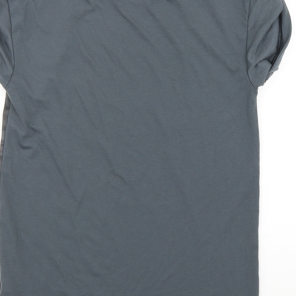Topshop Womens Grey Geometric Polyester Basic T-Shirt Size 8 Round Neck - Cat Print