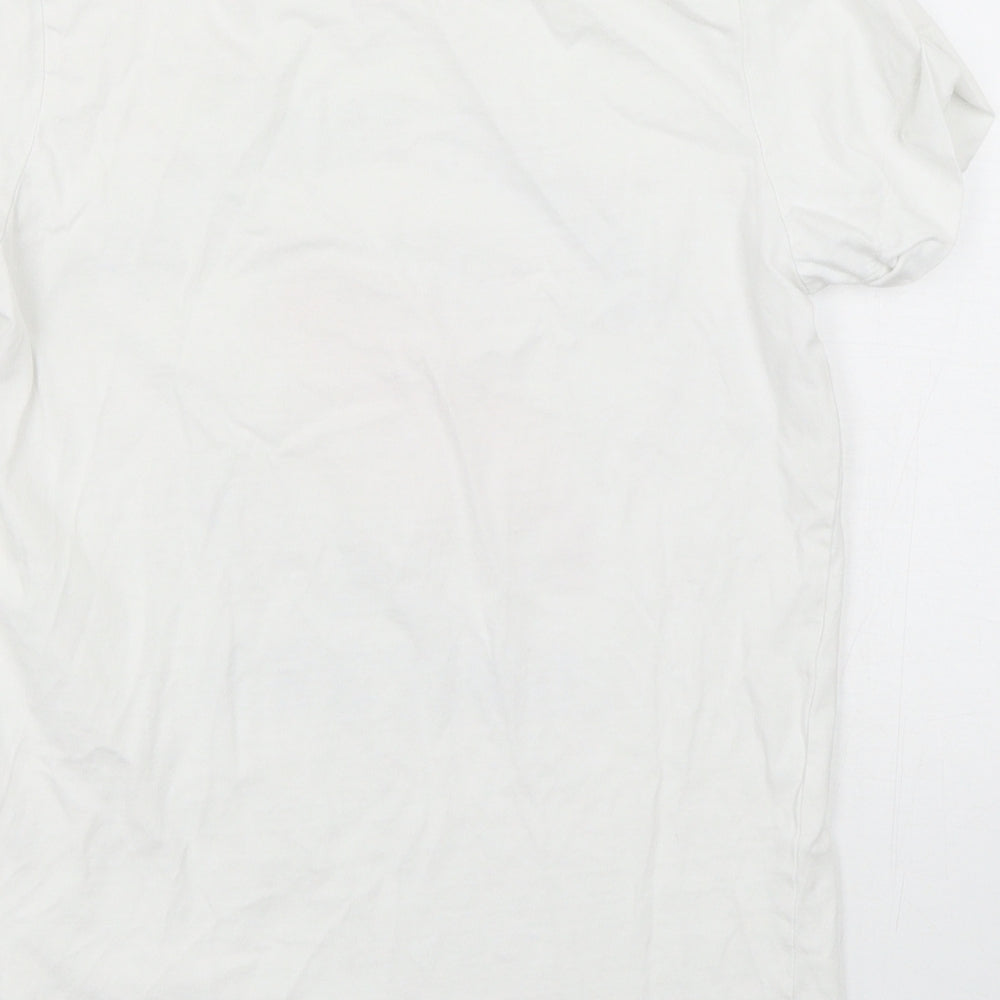 Primark Girls White  Cotton Basic T-Shirt Size 12-13 Years Round Neck Pullover - Unicorn