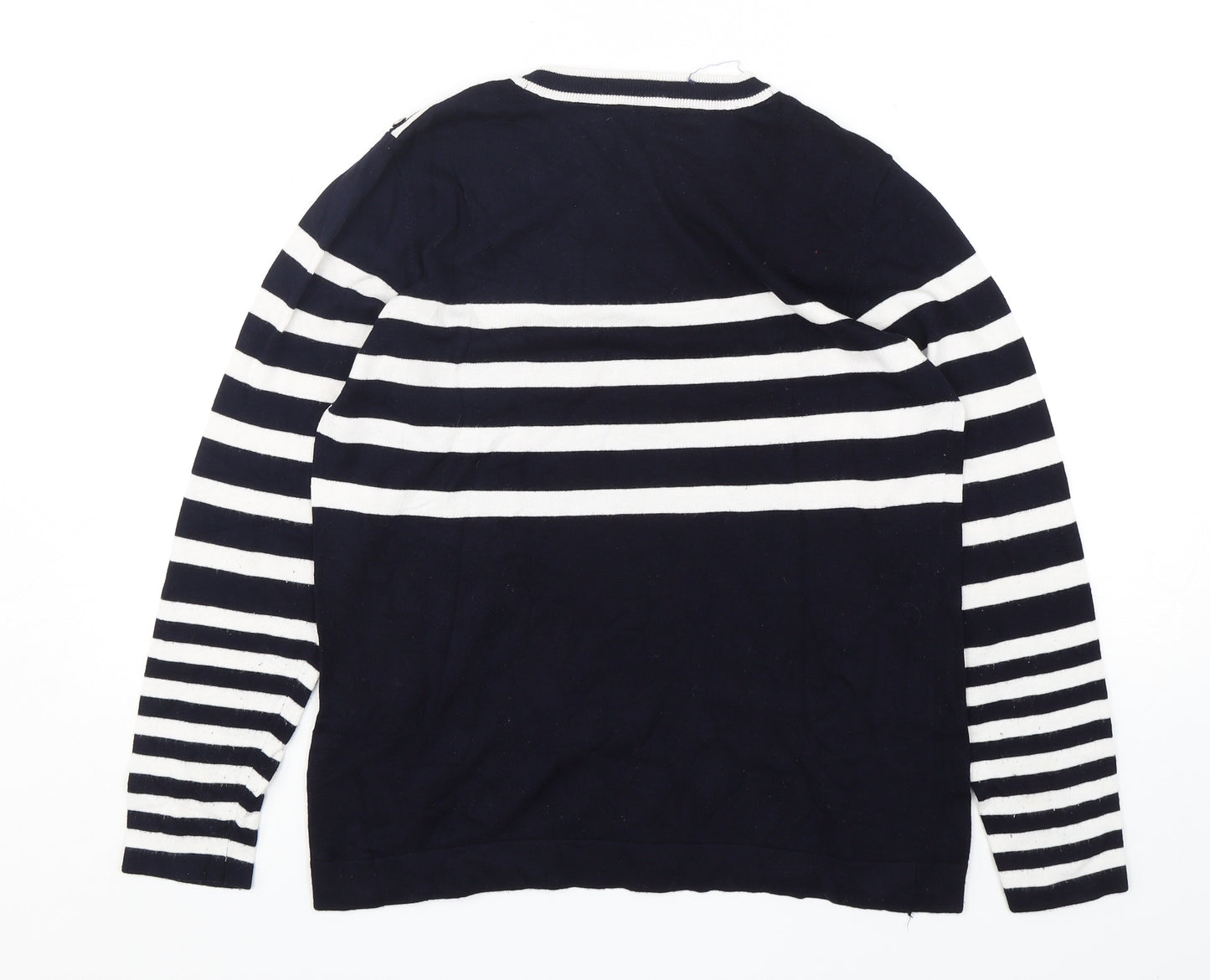 Wallis  Womens Blue Round Neck Striped Viscose Pullover Jumper Size 16