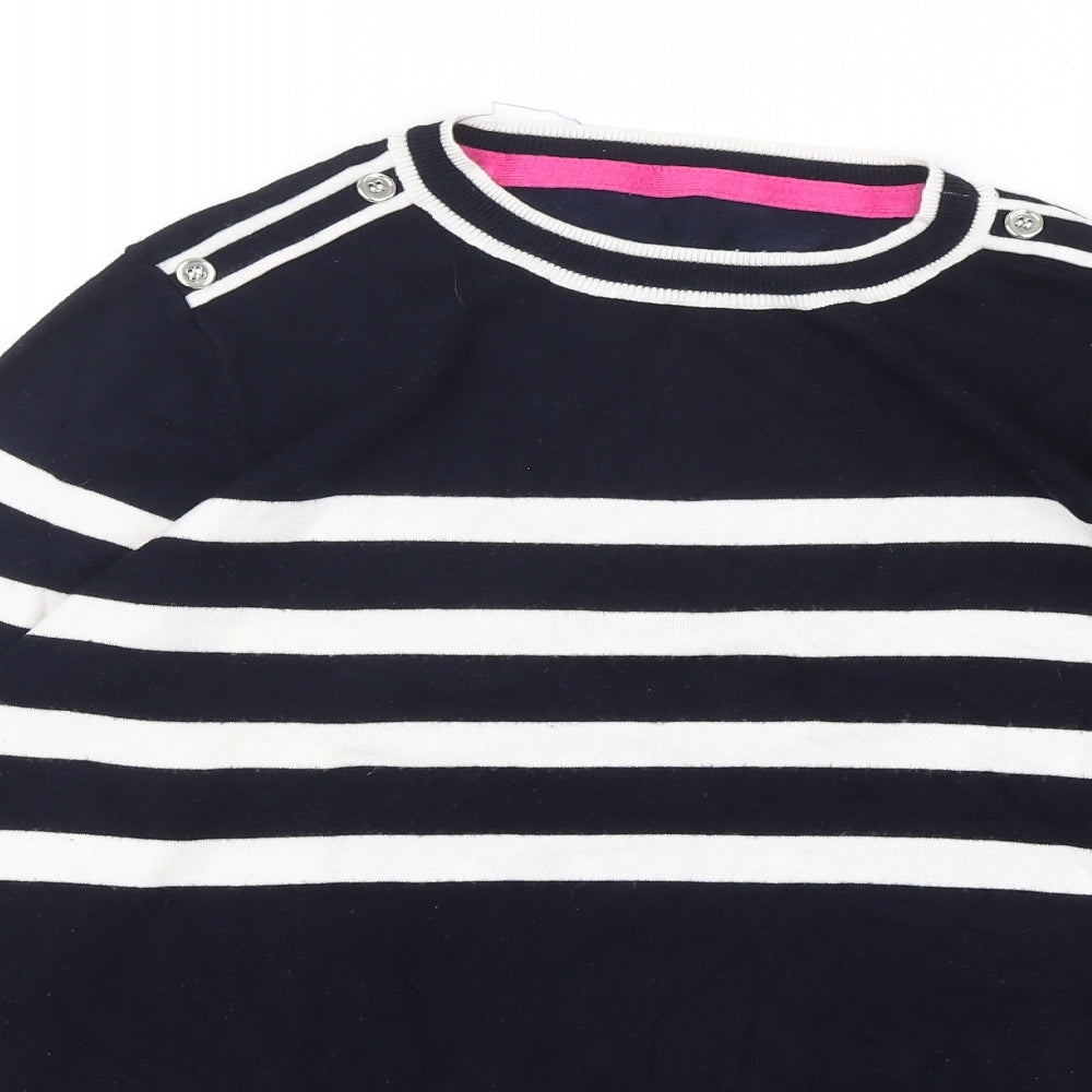 Wallis  Womens Blue Round Neck Striped Viscose Pullover Jumper Size 16