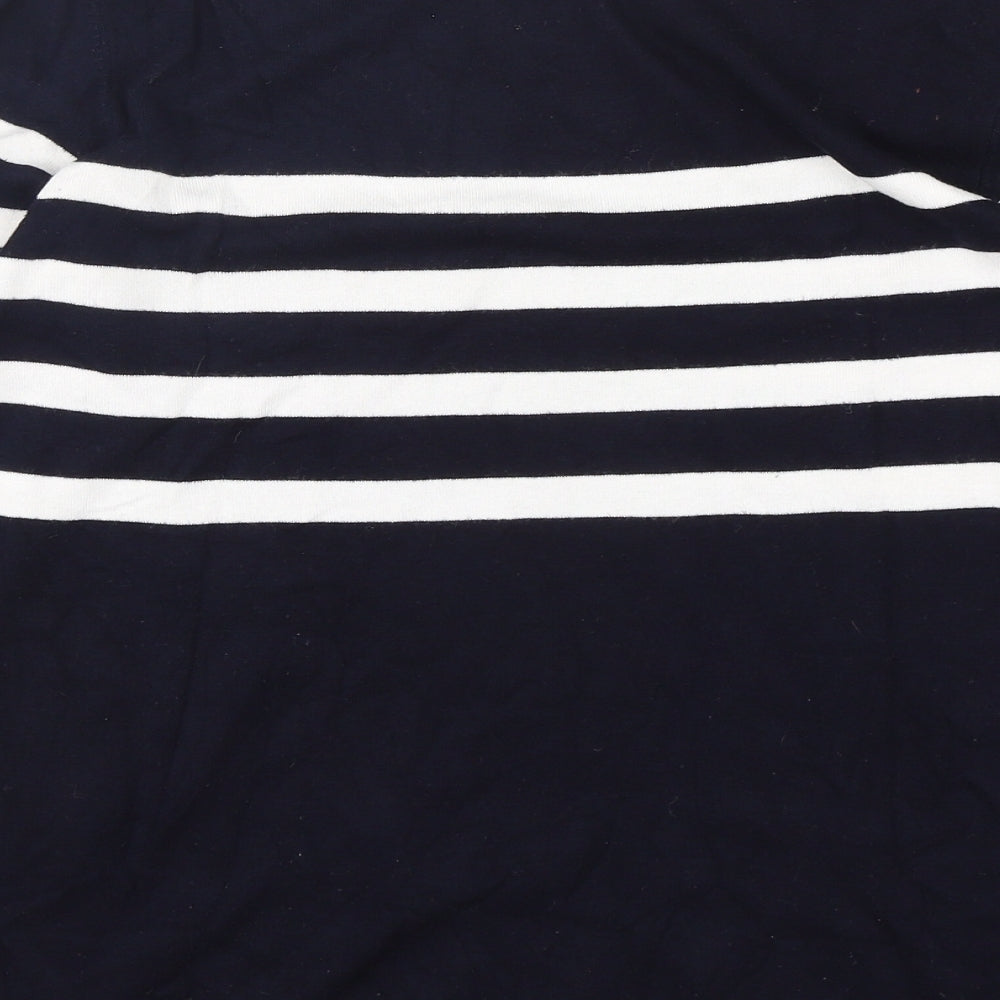 Wallis  Womens Blue Round Neck Striped Viscose Pullover Jumper Size 16