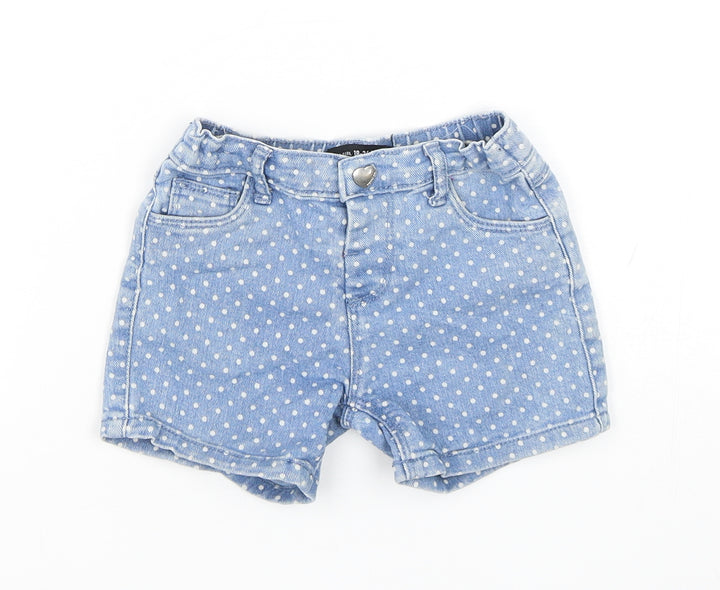 Denim Co Girls Blue Polka Dot Cotton Cropped Trousers Size 18-24 Months