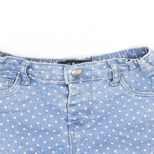 Denim Co Girls Blue Polka Dot Cotton Cropped Trousers Size 18-24 Months