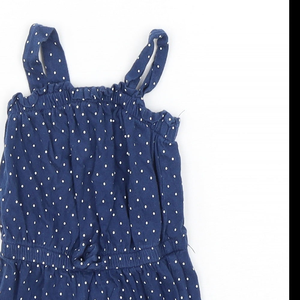 Gap Girls Blue Polka Dot Polyester Romper One-Piece Size 12-18 Months  Pullover