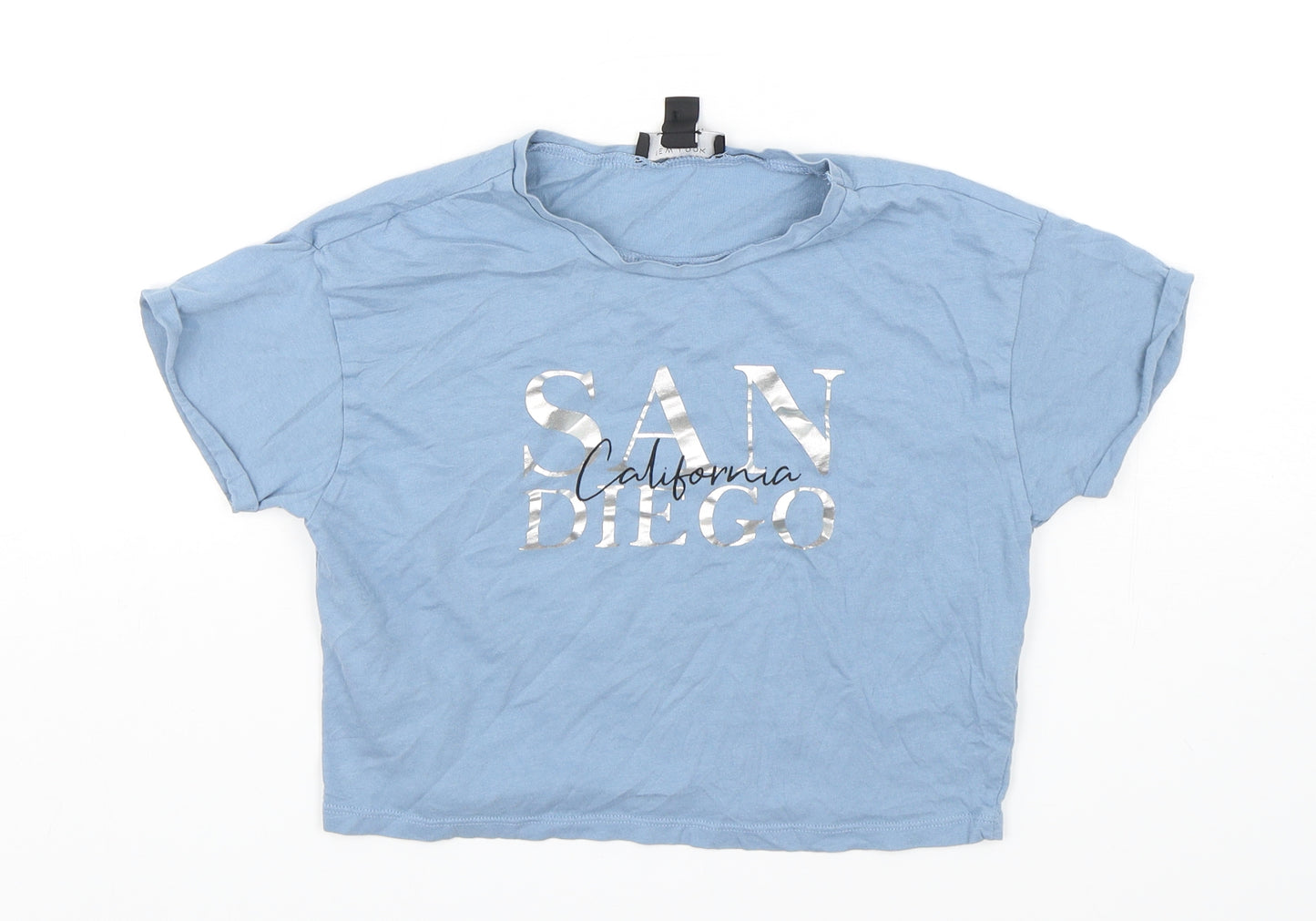 New Look Girls Blue  Cotton Basic T-Shirt Size 10-11 Years Round Neck Pullover
