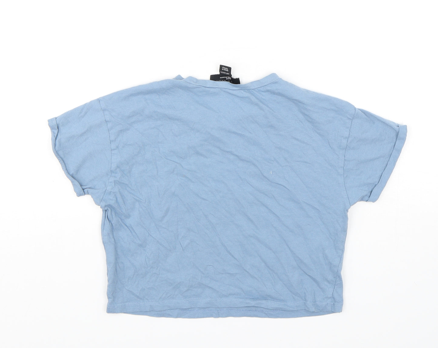 New Look Girls Blue  Cotton Basic T-Shirt Size 10-11 Years Round Neck Pullover