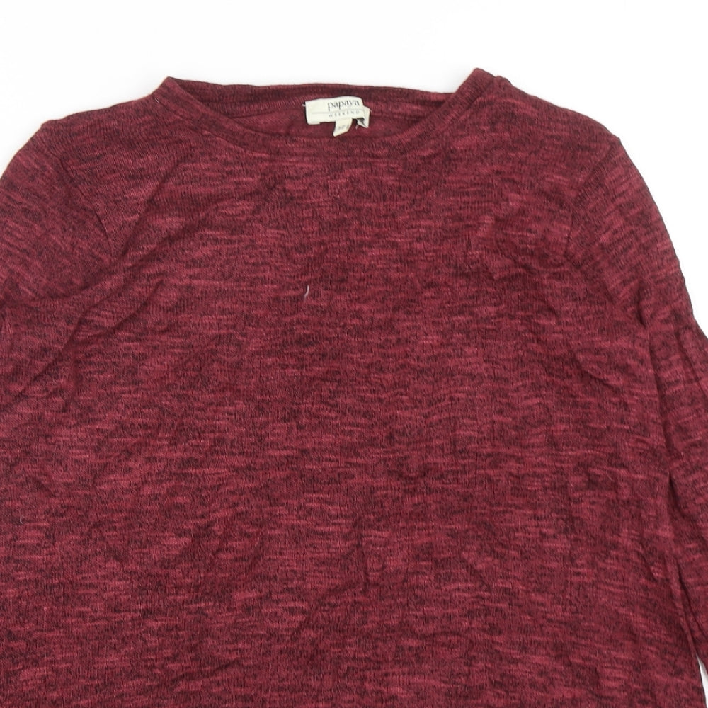 Papaya Womens Red Round Neck  Viscose Pullover Jumper Size 12