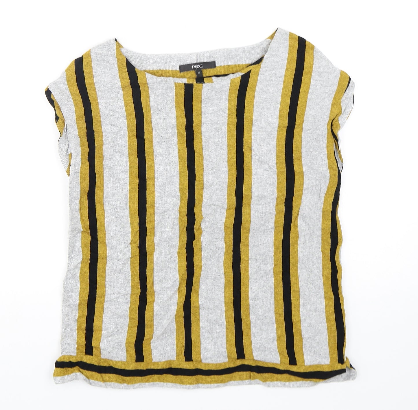 NEXT Womens Multicoloured Striped Viscose Tunic T-Shirt Size 10 Round Neck