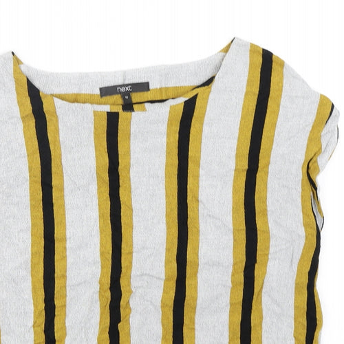 NEXT Womens Multicoloured Striped Viscose Tunic T-Shirt Size 10 Round Neck