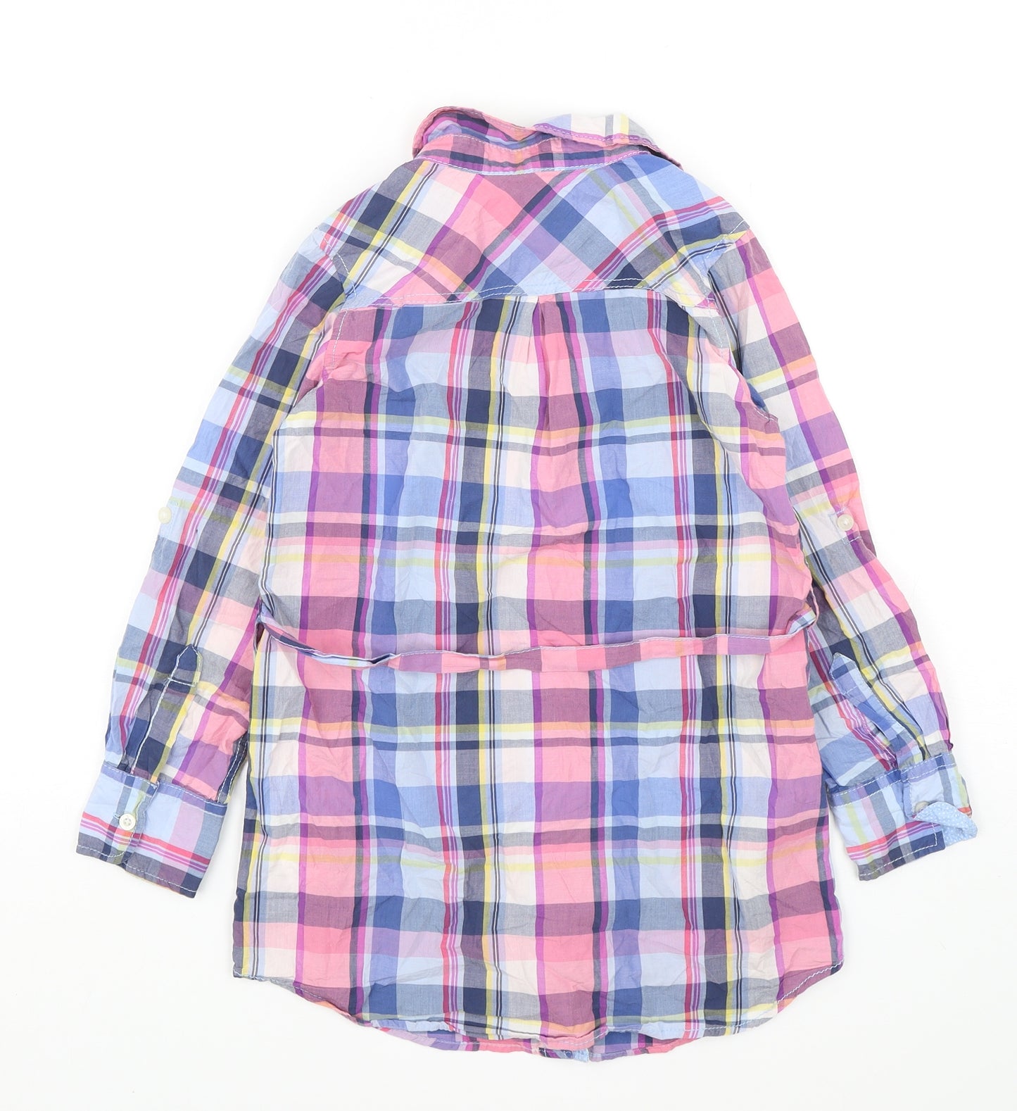 H&M Girls Multicoloured Plaid Cotton Shirt Dress  Size 9 Years  Collared Button