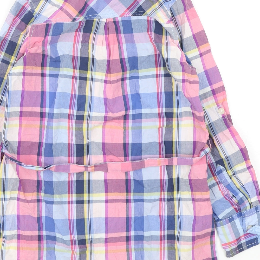 H&M Girls Multicoloured Plaid Cotton Shirt Dress  Size 9 Years  Collared Button