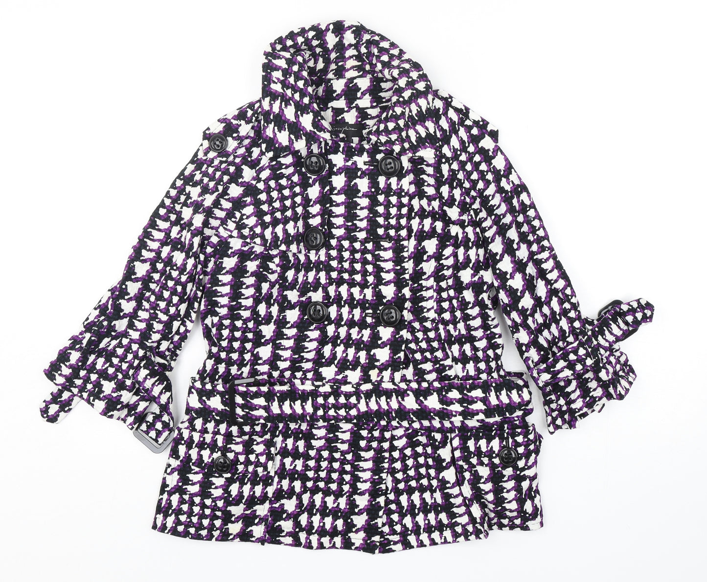 Josephine  Womens Purple Geometric  Overcoat Coat Size 4  Button
