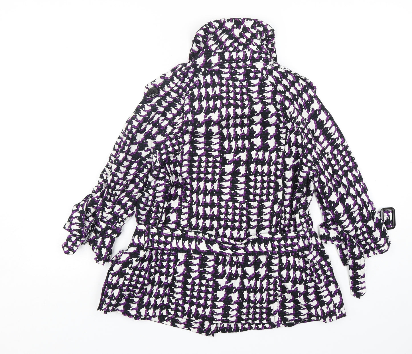 Josephine  Womens Purple Geometric  Overcoat Coat Size 4  Button