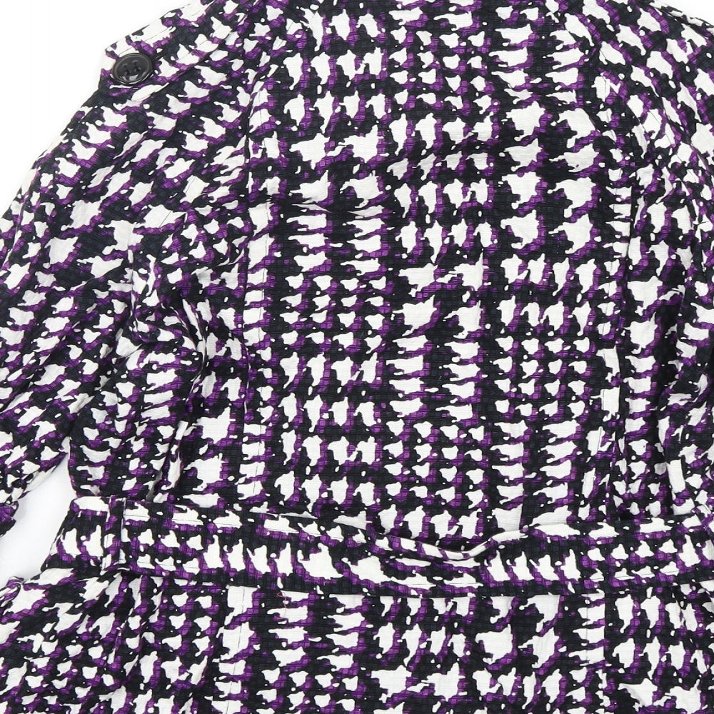 Josephine  Womens Purple Geometric  Overcoat Coat Size 4  Button