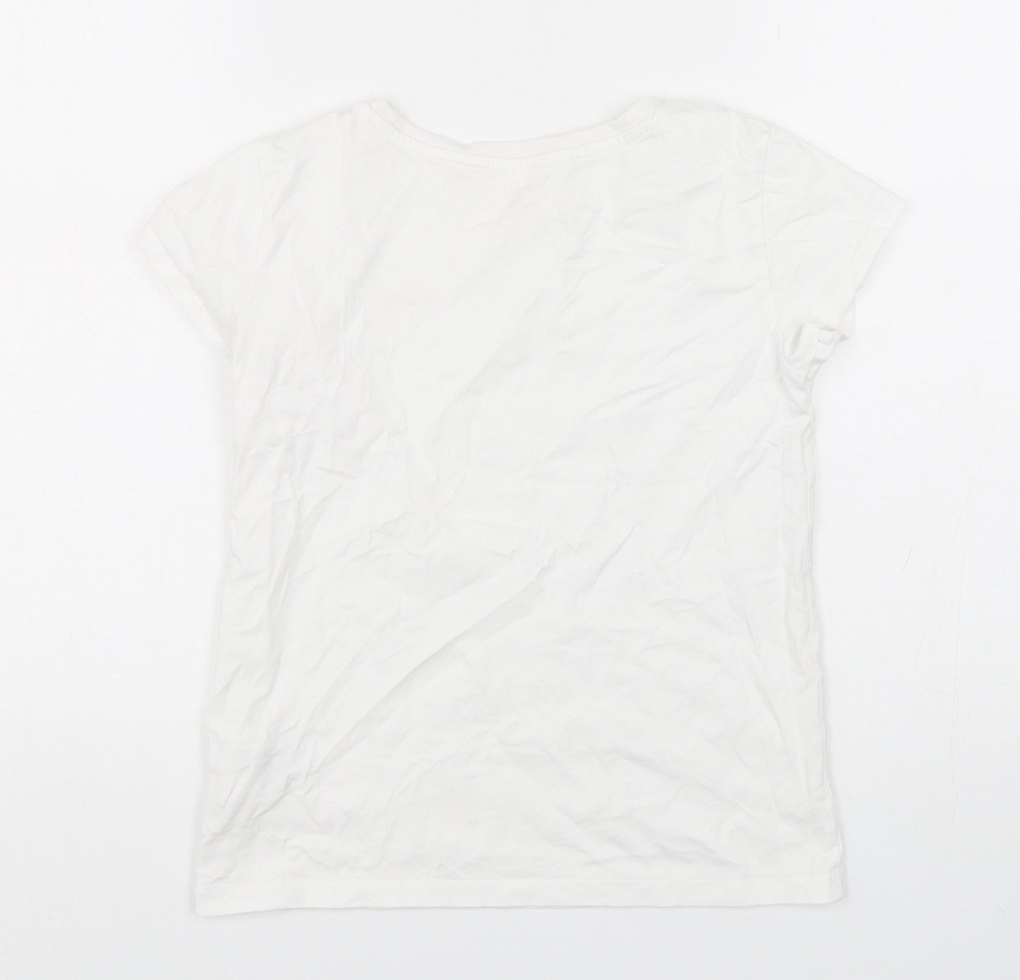 H&M Girls White  Cotton Basic T-Shirt Size 11-12 Years Round Neck Pullover
