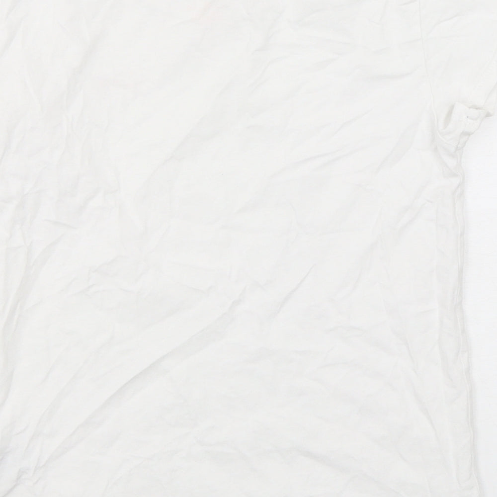H&M Girls White  Cotton Basic T-Shirt Size 11-12 Years Round Neck Pullover