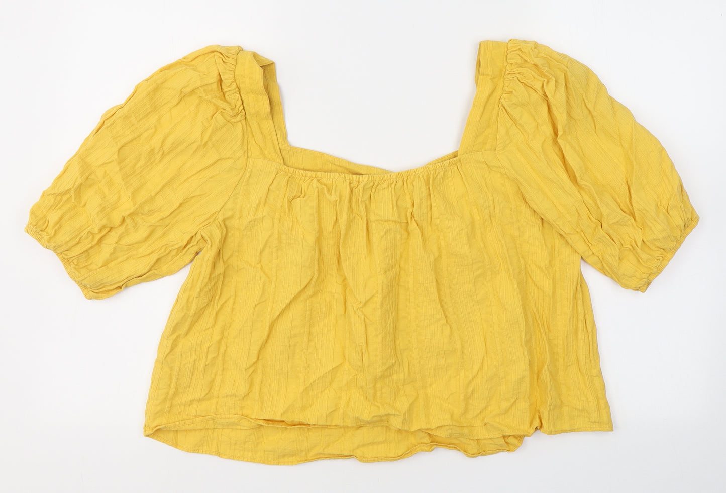 George Womens Yellow  100% Cotton Basic T-Shirt Size 16 Square Neck